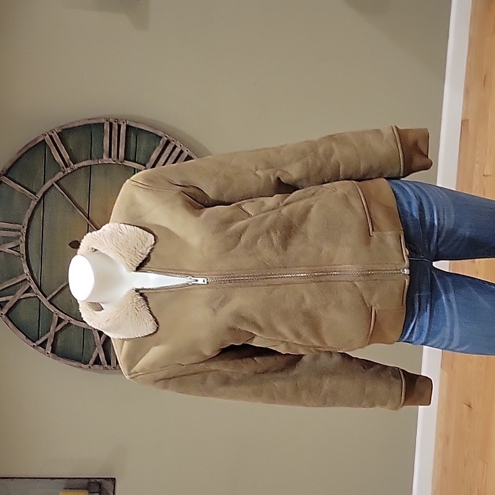 Abercrombie and Fitch Vegan Suede Jacket with faux fur lining
